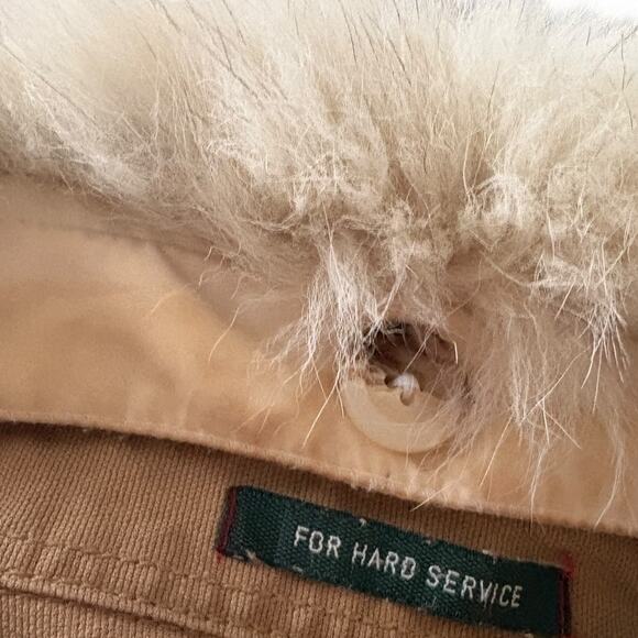 Upcycled Unisex Canvas Jacket Real Fur Collar Rodeo Graphic Western Boho Cowgirl - Picture 8 of 8